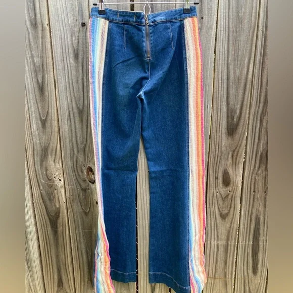 Free people sacred valley blanket flare jeans wide leg 70’s 24 25 26 - Picture 7 of 8